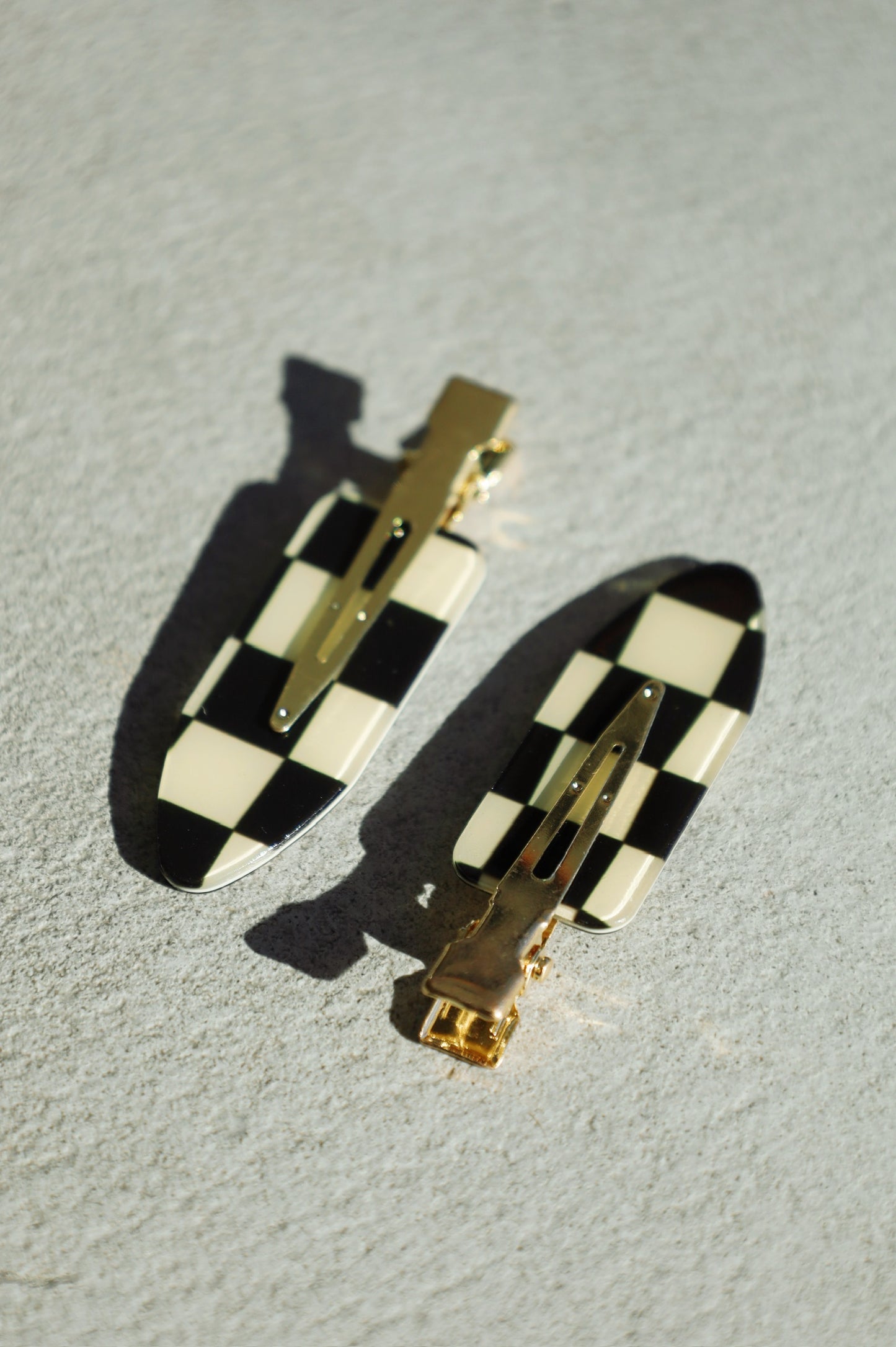 Black Checkered Crease Free Hair Clips