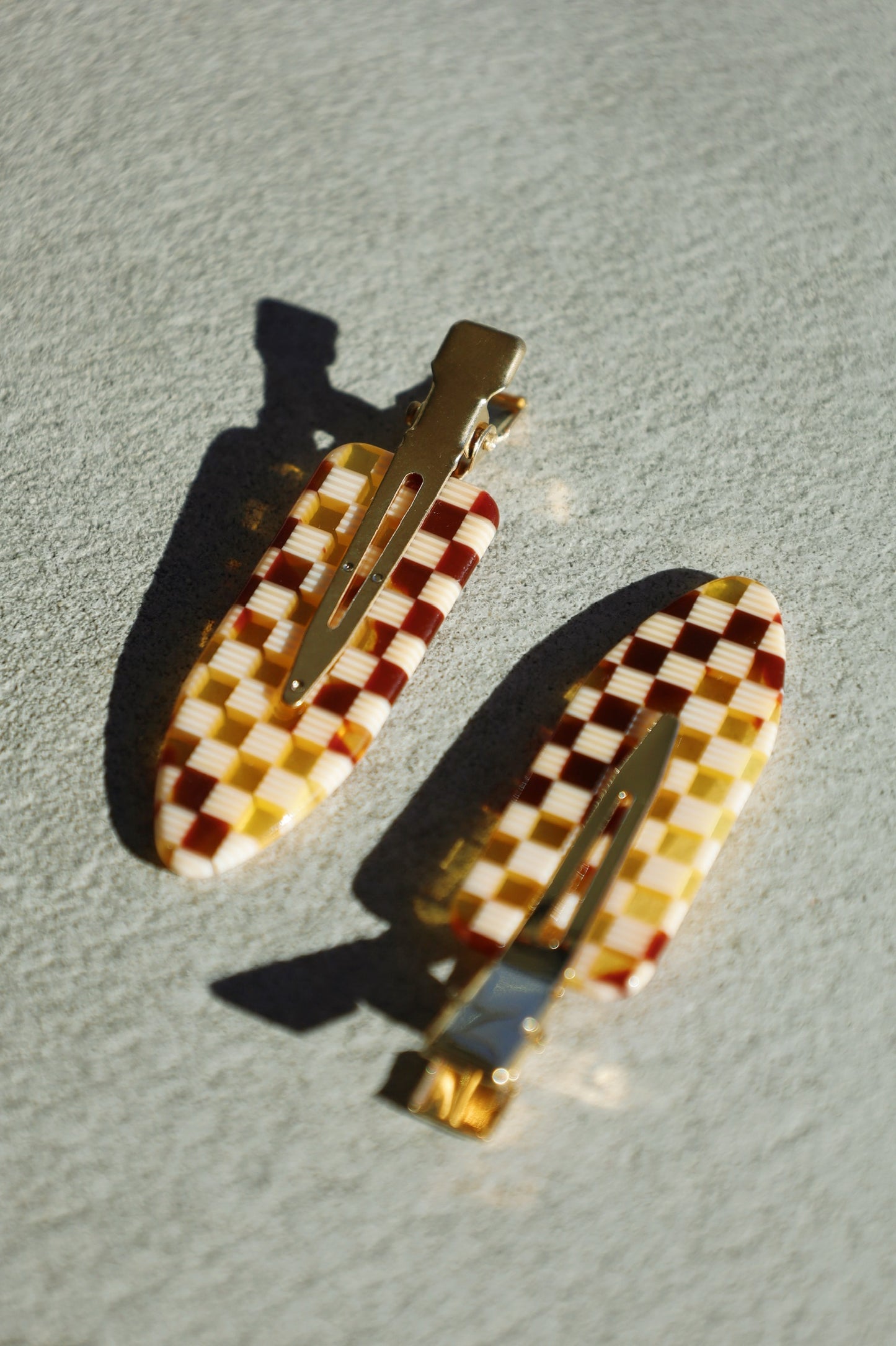 Brown Checkered Crease Free Hair Clips